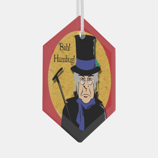 Ebenezer Scrooge Bah! Humbug! Metallverzierung Ornament Aus Glas (Vorderseite Rechts)