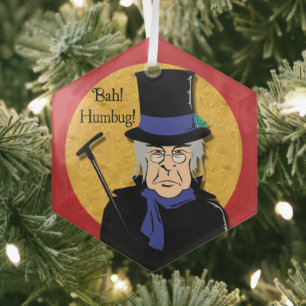Ebenezer Scrooge Bah! Humbug! Metallverzierung Ornament Aus Glas