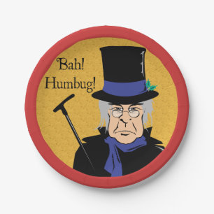 Ebenezer Scrooge Bah! Humbug! Pappteller