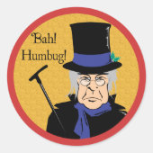 Ebenezer Scrooge Bah! Humbug! Runder Aufkleber (Vorderseite)