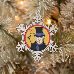 Ebenezer Scrooge Bah! Humbug! Schneeflocken Zinn-Ornament