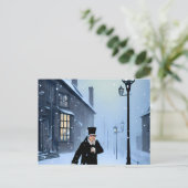 Ebenezer Scrooge Snowy Viktorianisch Street Postkarte (Stehend Vorderseite)