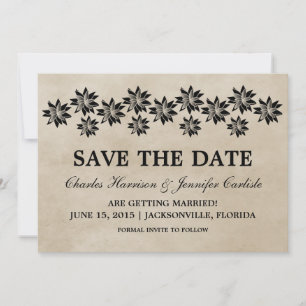 Ebenholz-Blumen-Vintage-Save-the-Date-Einladung Einladung