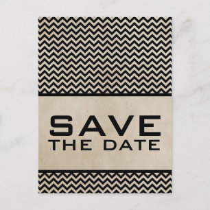 Ebenholz Chic Chevron Save-the-Date-Postkarte Ankündigungspostkarte