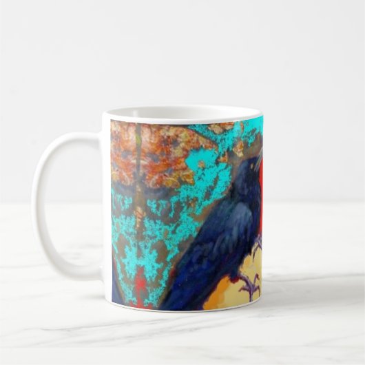 Ebenholz-Krähe und Ei durch Sharles Kaffeetasse (Links)