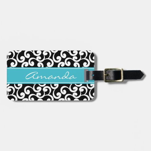 Ebenholz-mit Monogramm Element-Druck Gepäckanhänger (Vorderseite horizontal)