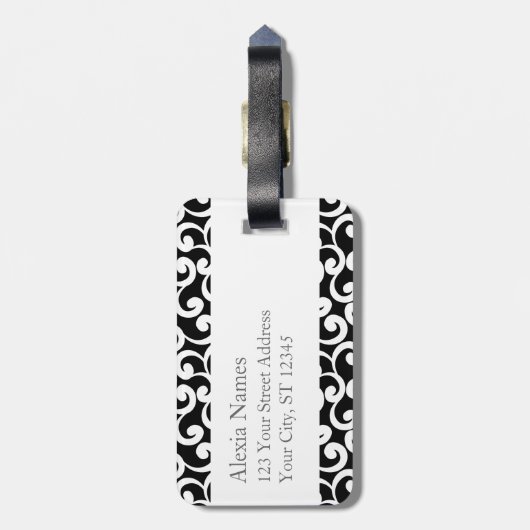 Ebenholz-mit Monogramm Element-Druck Gepäckanhänger (Rückseite vertikal)