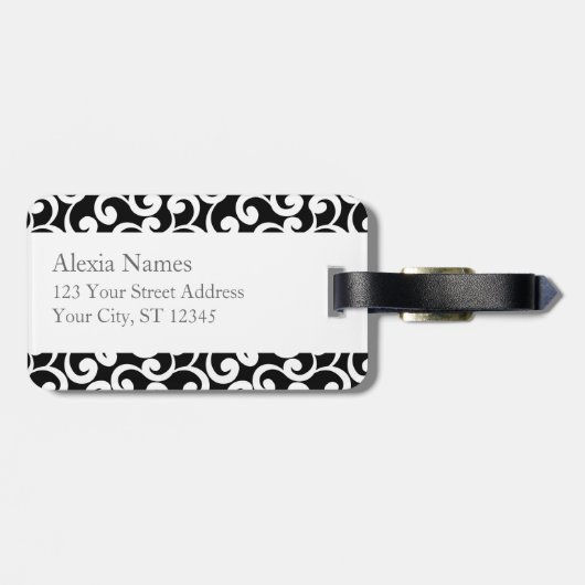 Ebenholz-mit Monogramm Element-Druck Gepäckanhänger (Rückseite horizontal)