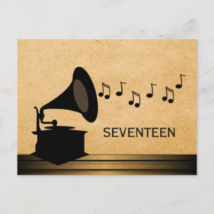 Ebenholz-Vintage-Grammophon-Tisch-Postkarte Postkarte