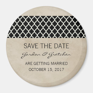 Ebenholzfarbener Rustikaler Vierpass Save-the-Date Magnet