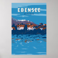 Ebensee Austria Travel Art Vintag