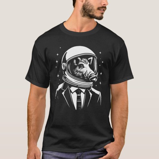 Eber als Astronaut im Kosmos T-Shirt (Vorderseite)