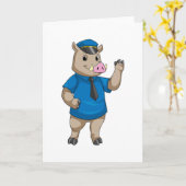 Eber als Polizist mit Polizeimütze Karte (Gelbe Blume)