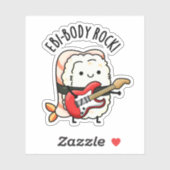 Ebi-body Rock Funny Rocker Sushi Pun Aufkleber (Blatt)