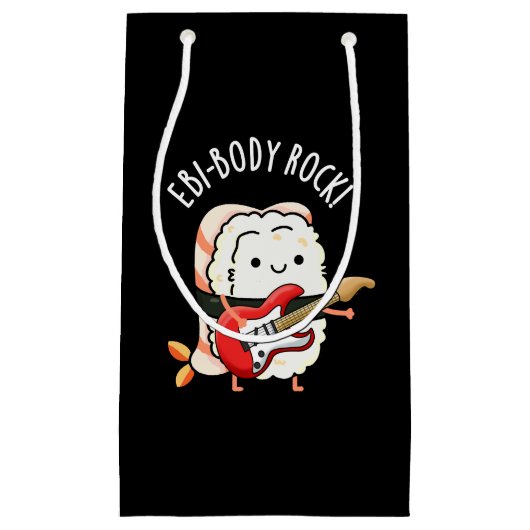 Ebi-body Rock Funny Rocker Sushi Pun Dark BG Kleine Geschenktüte (Vorderseite)