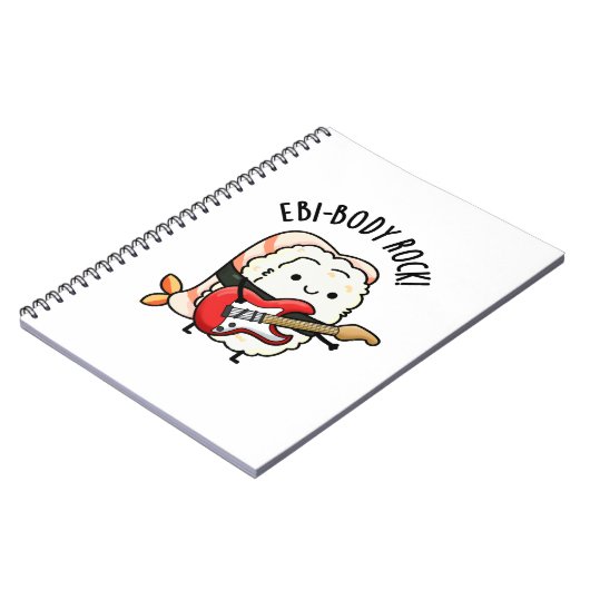 Ebi-body Rock Funny Rocker Sushi Pun Notizblock (Linke Seite)