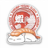 Ebi Shrimp Sushi Cat Aufkleber (Vorderseite)