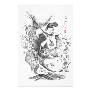 Ebisu - Gott des Fischfangs und Handels (Tuschemal Fotodruck