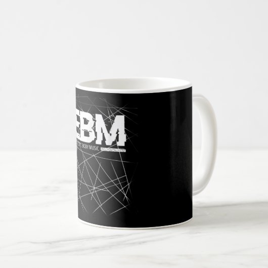 EBM ELEKTRONISCHE KÖRPERMUSIK-DESIGN, DUNKELWELLEN KAFFEETASSE (VorderseiteRechts)