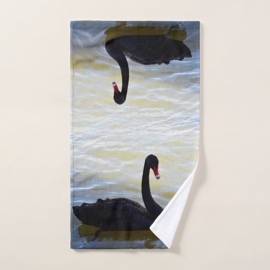 Ebonschwarze Schwäne, Badetuch-Set Badhandtuch Set (Handtuch)