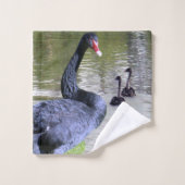 Ebonschwarze Schwäne, Badetuch-Set Badhandtuch Set (Waschlappen)