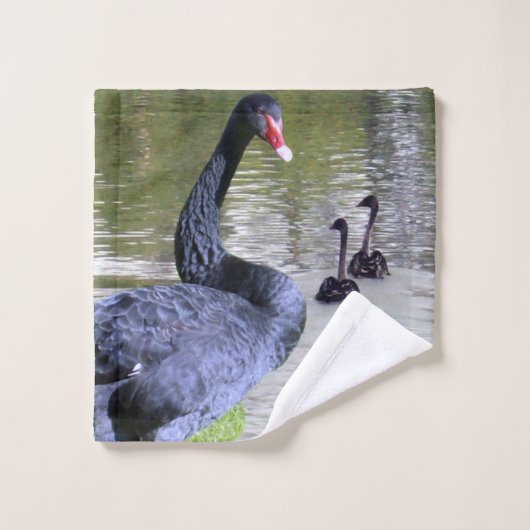 Ebonschwarze Schwäne, Badetuch-Set Badhandtuch Set (Waschlappen)