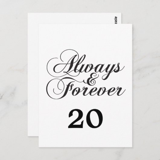 Ebony Always & Forever Tischnummer Postkarte (Vorne/Hinten)