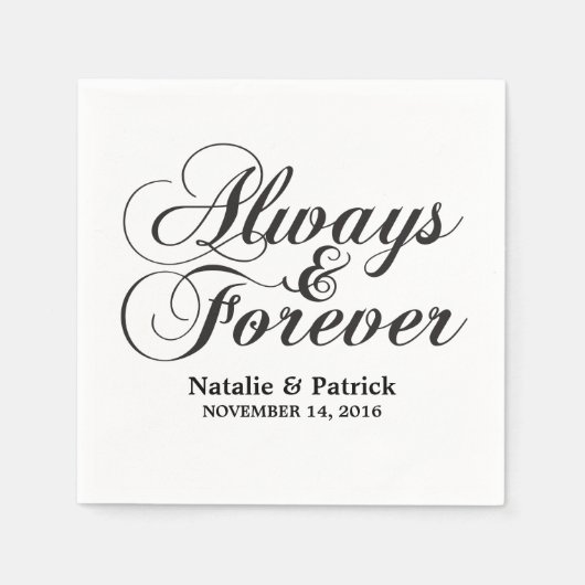 Ebony Always & Forever Wedding Paper Napkins Serviette (Vorderseite)