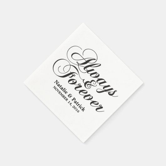 Ebony Always & Forever Wedding Paper Napkins Serviette (Ecke)