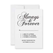 Ebony Always & Forever Wedding RSVP Card