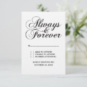 Ebony Always & Forever Wedding RSVP Card Karte (Stehend Vorderseite)