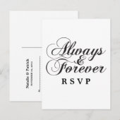 Ebony Always & Forever Wedding RSVP Postcard Einladungspostkarte (Vorne/Hinten)