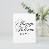 Ebony Always & Forever Wedding RSVP Postcard Einladungspostkarte (Stehend Vorderseite)