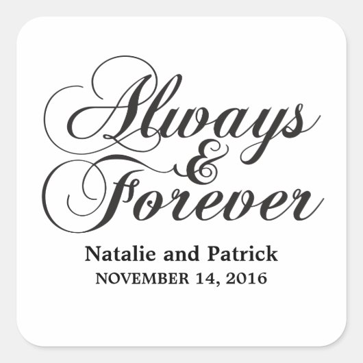 Ebony Always & Forever Wedding Stickers (Vorderseite)