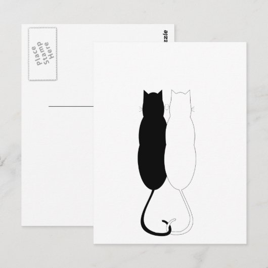 Ebony and Ivory Cats Postkarte (Vorne/Hinten)