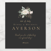 Ebony and Ivory Floral Wedding Mr. & Mrs. ID989 Weinetikett (Einzelnes Label)