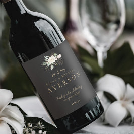 Ebony and Ivory Floral Wedding Mr. & Mrs. ID989 Weinetikett