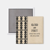 Ebony Art Deco Border Save the Date Magnet (Vorderseite/Rückseite)