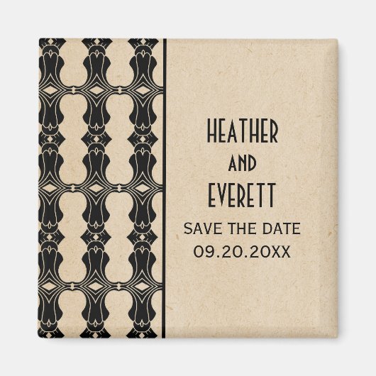 Ebony Art Deco Border Save the Date Magnet (Vorne)