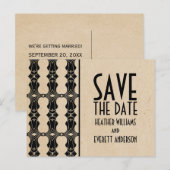 Ebony Art Deco Border Save the Date Postkarte (Vorne/Hinten)