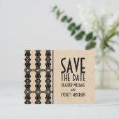 Ebony Art Deco Border Save the Date Postkarte (Stehend Vorderseite)