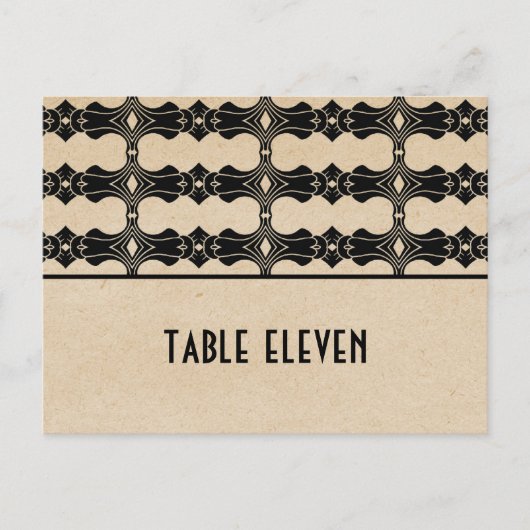 Ebony Art Deco Border Tischnummer Postkarte (Vorderseite)