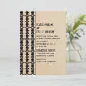 Ebony Art Deco Border Wedding Einladung (Stehend Vorderseite)