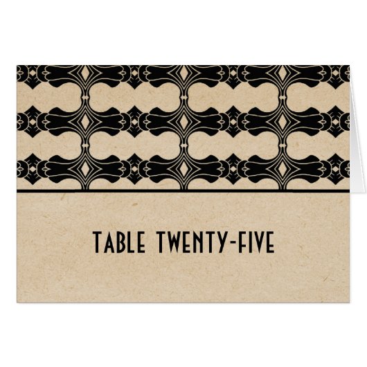 Ebony Art Deco Tischnummer Karte (Vorderseite (Horizontal))