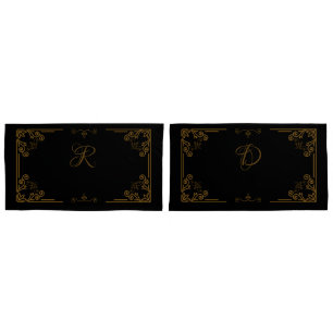 "Ebony" Art Nouveau Monogram Kissenbezug
