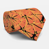 Ebony Black and Citrus Orange Tropical Art Design Krawatte (Gerollt)