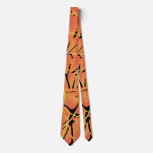 Ebony Black and Citrus Orange Tropical Art Design Krawatte (Vorderseite)