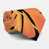 Ebony Black and Citrus Orange Tropical Art Design Krawatte (Gerollt)