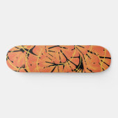 Ebony Black and Citrus Orange Tropical Art Design Skateboard (Horizontal)