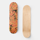 Ebony Black and Citrus Orange Tropical Art Design Skateboard (Vorderseite)